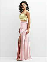 Side View Thumbnail - Butter Yellow Satin Mix-and-Match Draped Midriff Top