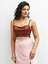 Front View Thumbnail - Auburn Moon Satin Mix-and-Match Draped Midriff Top