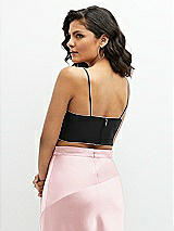 Rear View Thumbnail - Black Satin Mix-and-Match Draped Midriff Top