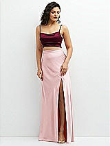 Alt View 1 Thumbnail - Cabernet Satin Mix-and-Match Draped Midriff Top