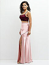 Side View Thumbnail - Cabernet Satin Mix-and-Match Draped Midriff Top