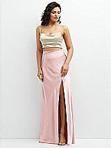 Alt View 1 Thumbnail - Champagne Satin Mix-and-Match Draped Midriff Top