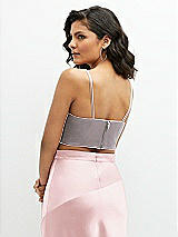 Rear View Thumbnail - Cashmere Gray Satin Mix-and-Match Draped Midriff Top