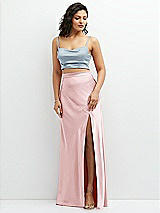 Alt View 1 Thumbnail - Mist Satin Mix-and-Match Draped Midriff Top