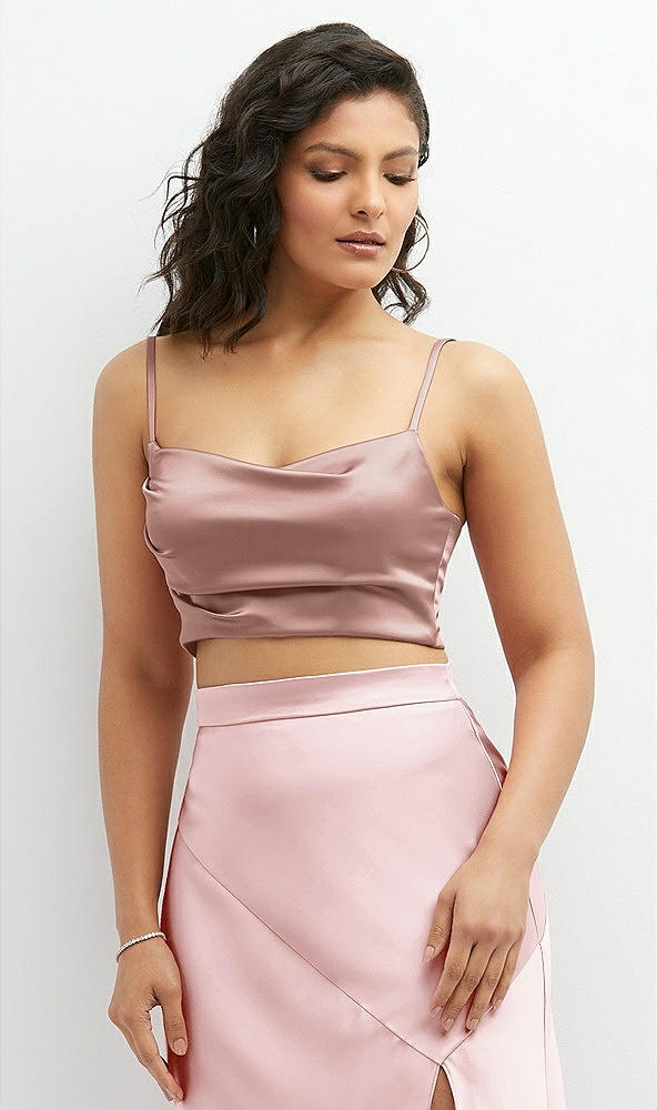 Front View - Neu Nude Satin Mix-and-Match Draped Midriff Top