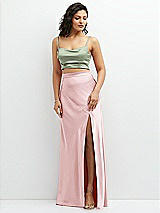 Alt View 1 Thumbnail - Sage Satin Mix-and-Match Draped Midriff Top