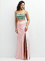 Alt View 1 Thumbnail - Seagrass Satin Mix-and-Match Draped Midriff Top