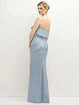 Rear View Thumbnail - Mist Soft Ruffle Cuff Strapless Trumpet Dress with Front Slit