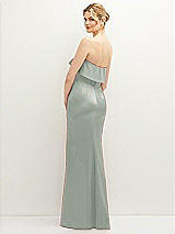 Rear View Thumbnail - Willow Green Soft Ruffle Cuff Strapless Trumpet Dress with Front Slit