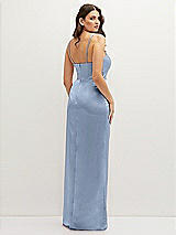 Rear View Thumbnail - Cloudy Asymmetrical Draped Pleat Wrap Satin Maxi Dress