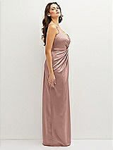 Side View Thumbnail - Neu Nude Asymmetrical Draped Pleat Wrap Satin Maxi Dress