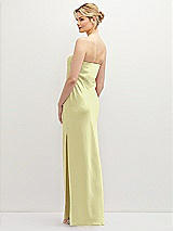 Rear View Thumbnail - Butter Yellow Strapless Pull-On Satin Column Dress with Side Seam Slit