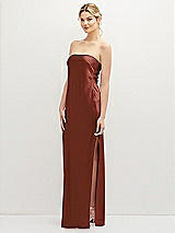 Alt View 1 Thumbnail - Auburn Moon Strapless Pull-On Satin Column Dress with Side Seam Slit