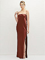 Front View Thumbnail - Auburn Moon Strapless Pull-On Satin Column Dress with Side Seam Slit