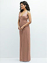 Side View Thumbnail - Metallic Sienna Plunge V-Neck Metallic Pleated Maxi Dress with Twist Straps