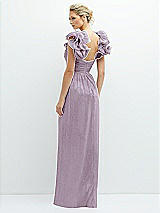 Alt View 3 Thumbnail - Metallic Lilac Haze Dramatic Ruffle Edge Convertible Strap Metallic Pleated Maxi Dress