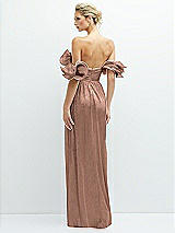 Rear View Thumbnail - Metallic Sienna Dramatic Ruffle Edge Convertible Strap Metallic Pleated Maxi Dress