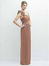 Side View Thumbnail - Metallic Sienna Dramatic Ruffle Edge One-Shoulder Metallic Pleated Maxi Dress