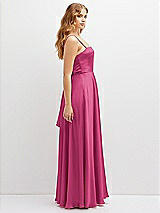 Side View Thumbnail - Tea Rose Adjustable Sash Tie Back Satin Maxi Dress with Full Skirt