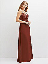 Alt View 2 Thumbnail - Auburn Moon Vertical Ruched Bodice Satin Maxi Dress with Full Skirt