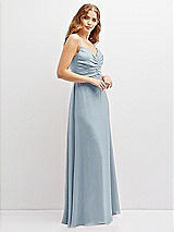 Alt View 2 Thumbnail - Mist Vertical Ruched Bodice Satin Maxi Dress with Full Skirt