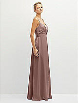 Side View Thumbnail - Sienna Vertical Ruched Bodice Satin Maxi Dress with Full Skirt