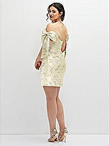 Alt View 4 Thumbnail - Butter Yellow Floral Floral Satin Off-the-Shoulder Bow Corset Fit and Flare Mini Dress