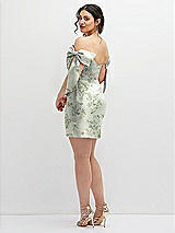 Alt View 4 Thumbnail - Sage Cottage Rose Floral Satin Off-the-Shoulder Bow Corset Fit and Flare Mini Dress