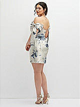 Alt View 4 Thumbnail - Inkwash Blue Floral Floral Satin Off-the-Shoulder Bow Corset Fit and Flare Mini Dress