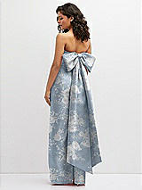 Rear View Thumbnail - Porcelain Blue Seraphina Floral Floral Strapless Draped Bodice Column Dress with Oversized Bow