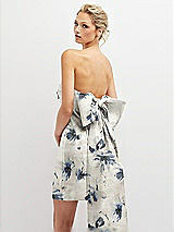 Alt View 1 Thumbnail - Inkwash Blue Floral Floral Strapless Satin Column Mini Dress with Oversized Bow