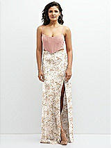 Front View Thumbnail - Golden Hour Floral Satin Mix-and-Match High Waist Seamed Bias Skirt