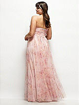 Rear View Thumbnail - Rose Garden Floral Strapless Twist Cup Corset Tulle Dress with Long Full Skirt