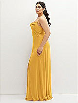 Side View Thumbnail - NYC Yellow Soft Cowl-Neck A-Line Maxi Dress with Adjustable Straps