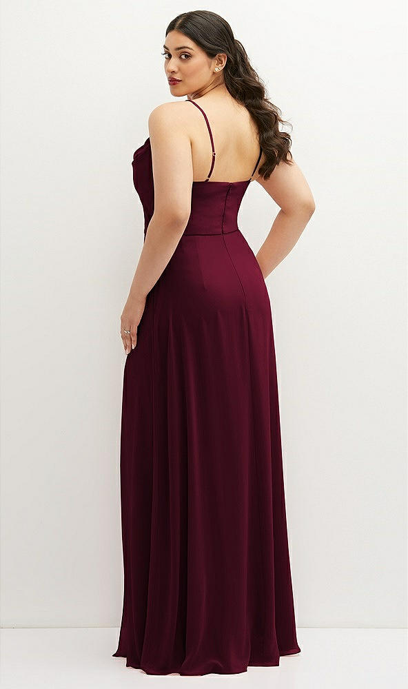 Back View - Cabernet Soft Cowl-Neck A-Line Maxi Dress with Adjustable Straps