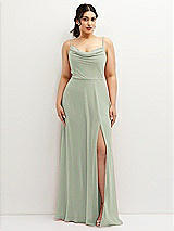 Front View Thumbnail - Celadon Soft Cowl-Neck A-Line Maxi Dress with Adjustable Straps