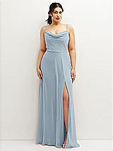 Front View Thumbnail - Mist Soft Cowl-Neck A-Line Maxi Dress with Adjustable Straps