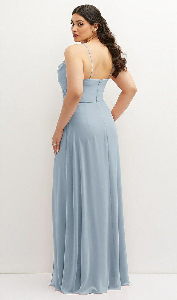 Back View - Mist Soft Cowl-Neck A-Line Maxi Dress with Adjustable Straps