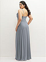 Rear View Thumbnail - Platinum Soft Cowl-Neck A-Line Maxi Dress with Adjustable Straps