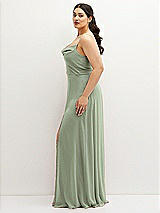 Side View Thumbnail - Sage Soft Cowl-Neck A-Line Maxi Dress with Adjustable Straps