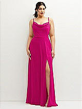 Front View Thumbnail - Think Pink Soft Cowl-Neck A-Line Maxi Dress with Adjustable Straps