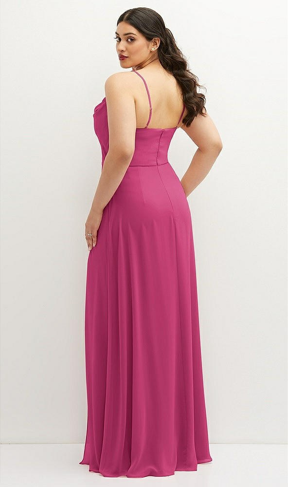 Back View - Tea Rose Soft Cowl-Neck A-Line Maxi Dress with Adjustable Straps