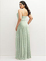 Rear View Thumbnail - Vintage Primrose Sage Soft Cowl-Neck A-Line Maxi Dress with Adjustable Straps