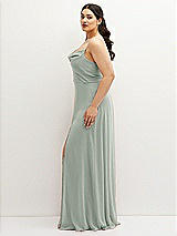 Side View Thumbnail - Willow Green Soft Cowl-Neck A-Line Maxi Dress with Adjustable Straps