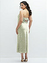 Alt View 3 Thumbnail - Vintage Primrose Celadon Floral Strapless Midi Bias Column Dress with Peek-a-Boo Corset Back