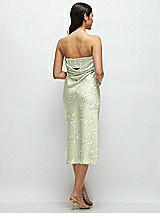 Rear View Thumbnail - Vintage Primrose Celadon Floral Strapless Midi Bias Column Dress with Peek-a-Boo Corset Back