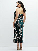 Alt View 3 Thumbnail - Vintage Primrose Evergreen Floral Strapless Midi Bias Column Dress with Peek-a-Boo Corset Back