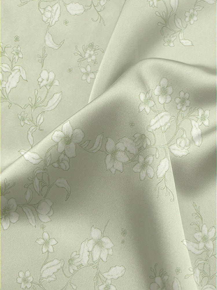 Front View - Vintage Primrose Celadon Neu Stretch Charmeuse Fabric by the Yard