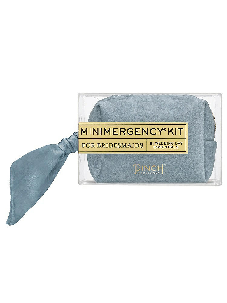 Front View - Dusty Blue Velvet Minimergency Kit for Bridesmaids