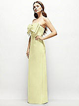 Alt View 3 Thumbnail - Butter Yellow Strapless Satin Column Maxi Dress with Oversized Handcrafted Bow